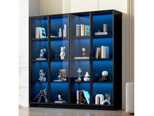 Vitrine coloris noir 4 étagère(s) OKWISH  - 160 cmx160 cm
