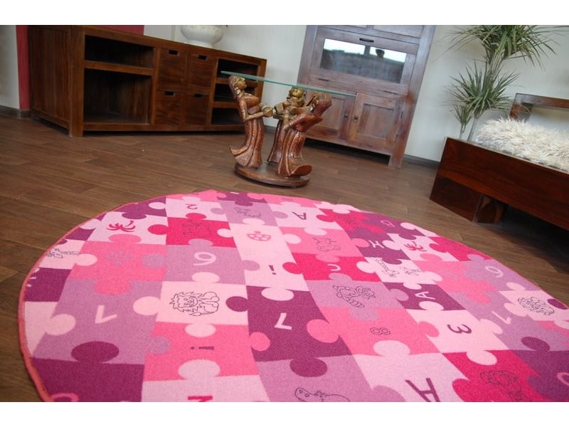  Tapis enfant puzzles violet cercle cercle 133 cm  - Conforama C