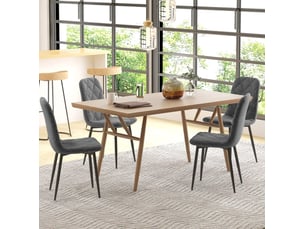 Lot de 4 chaises de salle à manger,dossier haut, aspect velours, siège rembourré, pieds en acier, gris