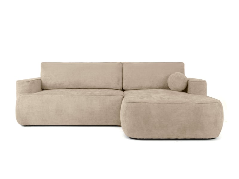  Canapé d'angle droit cassis avec coffre de rangement en tissu chenille - beige CASSIS - Conforama A