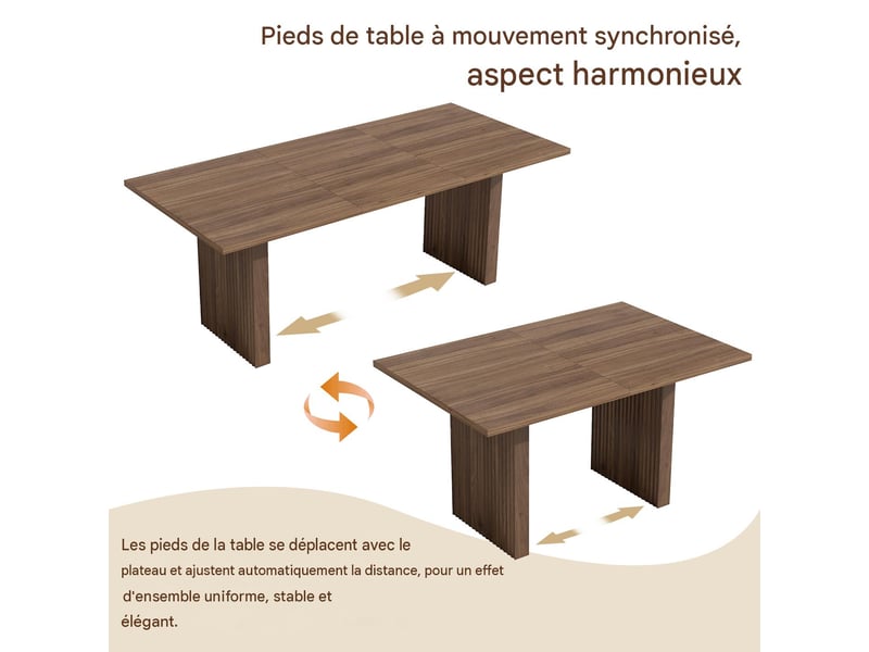  Table à manger extensible en mdf coloris noyer 140-200x90x75 cm - pangivo  - Conforama E