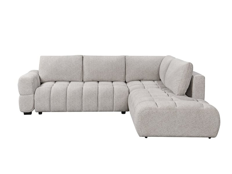 Canapé d'angle convertible avec coffres en velours texturé beige naelie - angle droit KF7993-3M-BEI - Conforama E