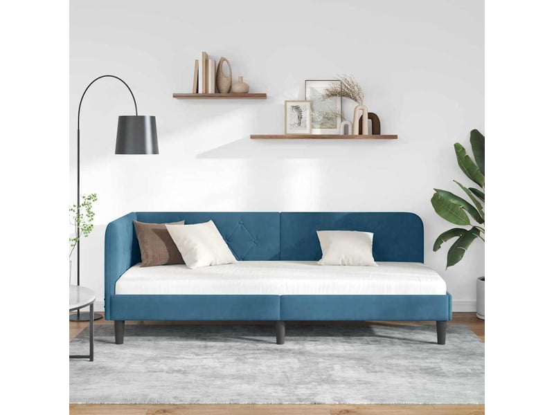 Lit simple- lit adulte - cadre de lit d'angle bleu 80 x 200 cm velours - Conforama C