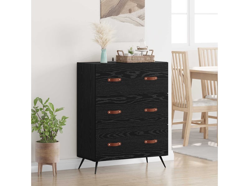  Commode chambre adulte, armoire à tiroirs chêne noir 69,5x34x90 cm bois d’ingénierie  - Conforama B