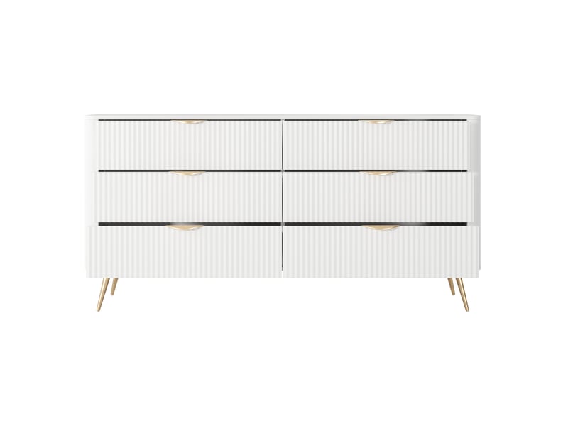  Buffet hali, enfilade 6 tiroirs, 163x38x81h cm blanc Hali - Conforama E