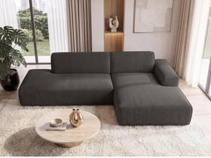 Canapé d'angle droit fixe <strong>AX LIVING </strong> <strong>Didim Duo</strong> 4 places Tissu gris anthracite