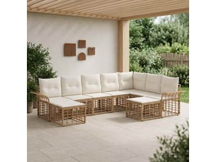 Vidaxl ensemble de canapés d'extérieur 9 pcs blanc naturel et crème