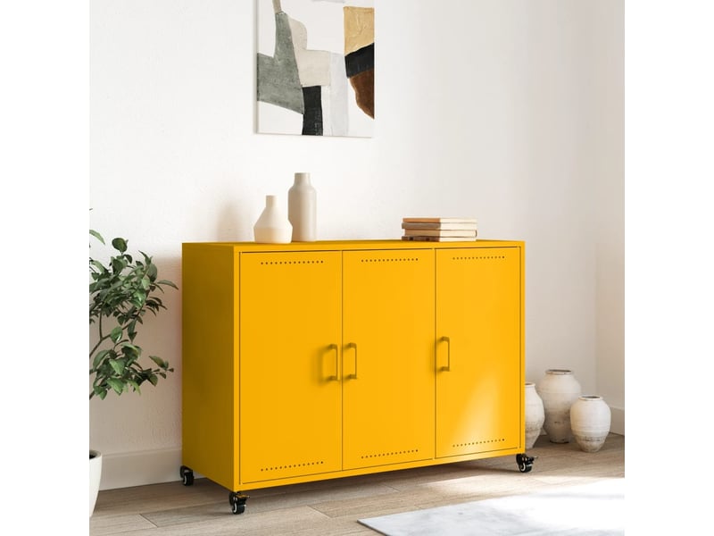 Buffet - bahut - meuble de rangement jaune moutarde 100,5x39x72 cm acier  - Conforama C
