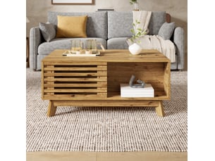 Table basse avec plateau relevable 90x55x57,5 cm en mdf finition bois naturel