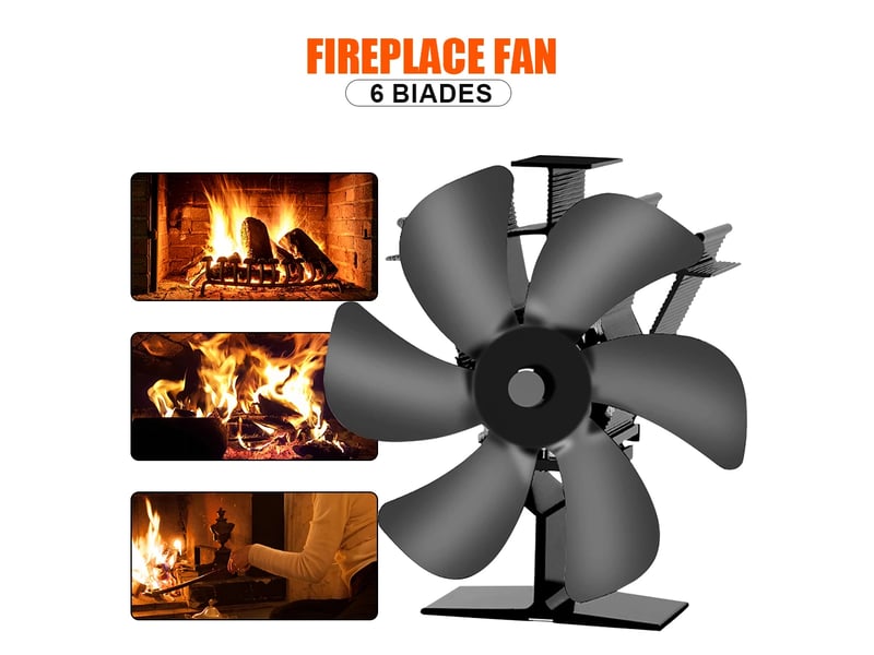  Ventilateur thermique à bois à 6 pales, fonctionnement par chaleur, pas de piles ni électricité, chauffage maison, noir  - Conforama A