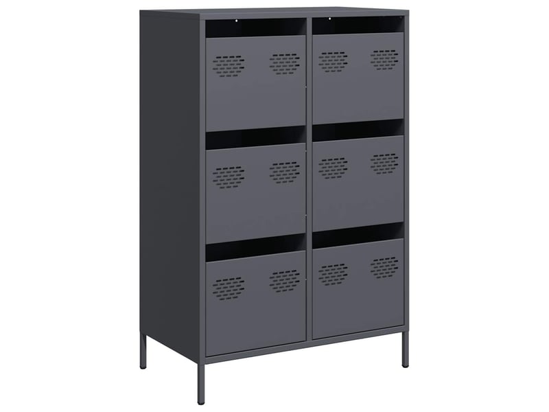  Buffet haut - bahut - meuble de rangement anthracite 68x39x101,5 cm acier  - Conforama A