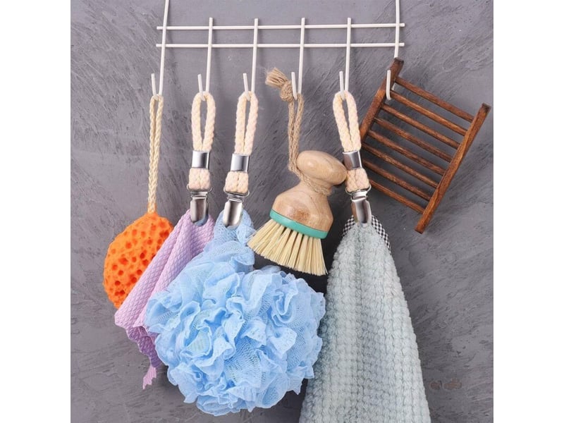  Enowelir 4 pinces serviettes 11.5x2.3cm crochets torchons serviettes idéal salle bain placards pratiques solides faciles suspendre  - Conforama C
