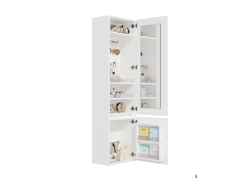  Armoire dressing avec coiffeuse miroir 120x50x200 cm, 2 tiroirs, blanc  - Conforama A