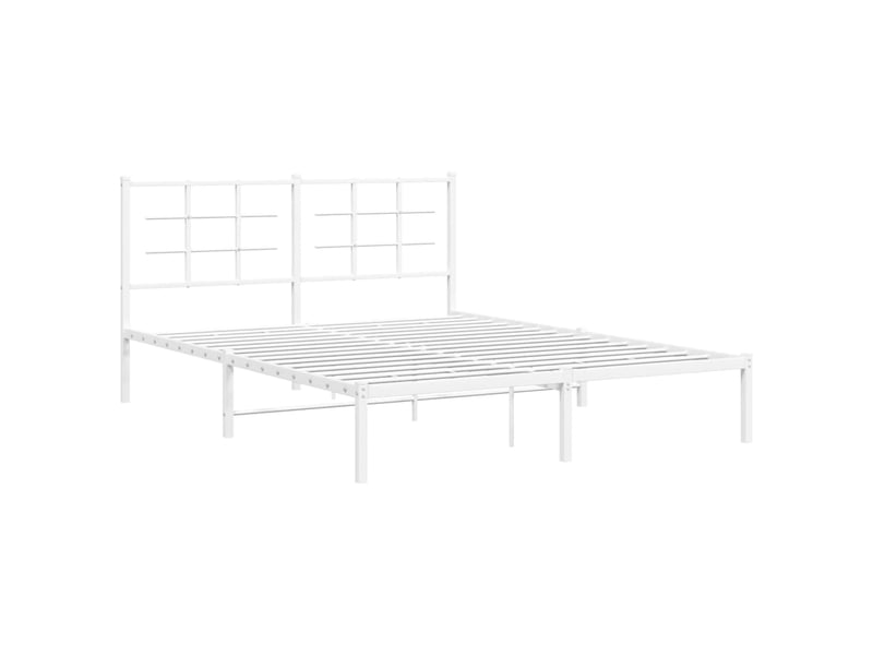  Lit double- lit adulte -  cadre de lit métal sans matelas et tête de lit blanc 160x200 cm  - Conforama B