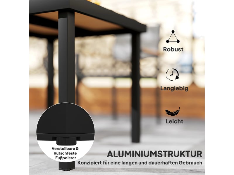 Table de jardin plastique aluminium noir 78x78x74 cm - Conforama E