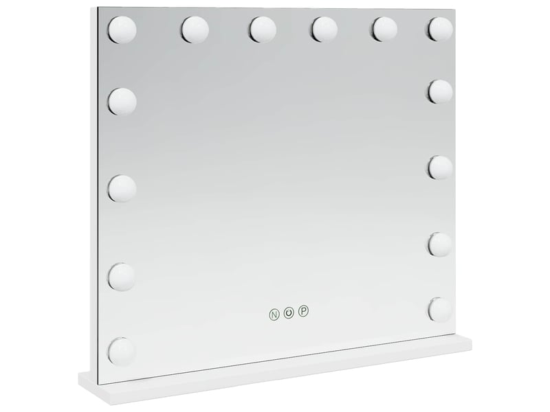 Miroir de coiffure led blanc 50 x 10 x 44 cm verre et acier cf62698 - Conforama D