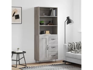 Buffet haut - bahut - meuble de rangement sonoma gris 69,5x34x180 cm bois d'ingénierie