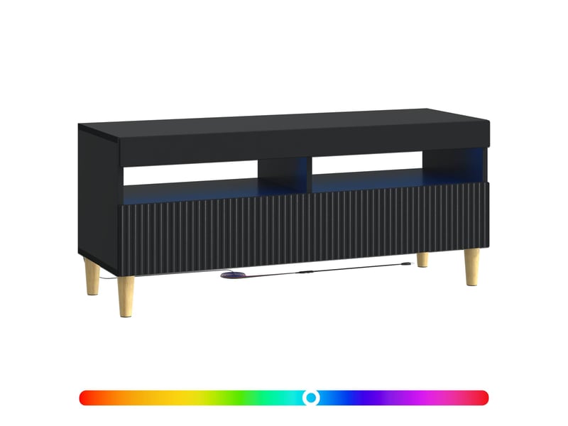 Meuble tv - banc tv - meuble de rangement led noir bois d'ingénierie - Conforama C