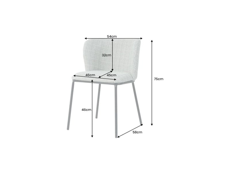  Lot de 2 chaises pavia à motif quadrillé bleu et blanc – dossier arrondi et pieds noirs  - Conforama C