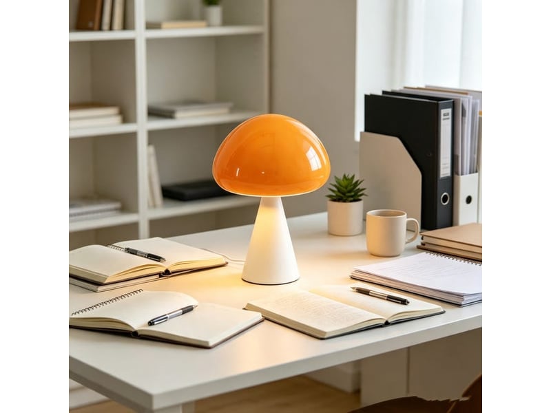  Lampe de table champignon style français – ambiance lumineuse, déco pour bureau et chevet-orange  - Conforama C