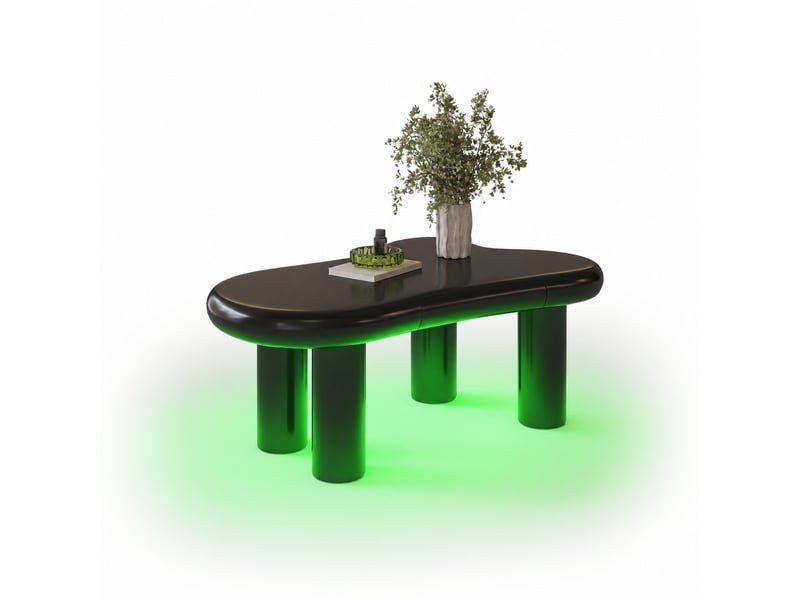  Table basse noire en forme de nuage avec tiroir et éclairage led 16 couleurs, 98 x 65,5 x 40 cm  - Conforama A