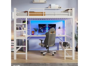 Lit mezzanine 160x200 cm <strong>MODERNLUXE</strong> <strong></strong> coloris blanc