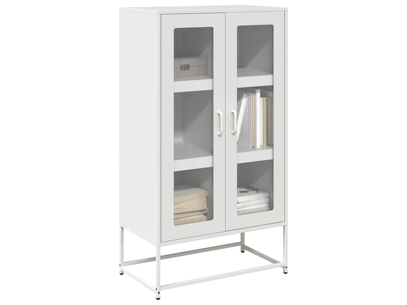 Buffet haut - bahut - meuble de rangement blanc 68x39x123 cm acier - Conforama B