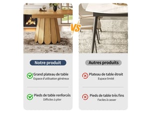 Table à manger extensible - bois naturel - 6 personnes - design pétale - 118158x118x76.8cm