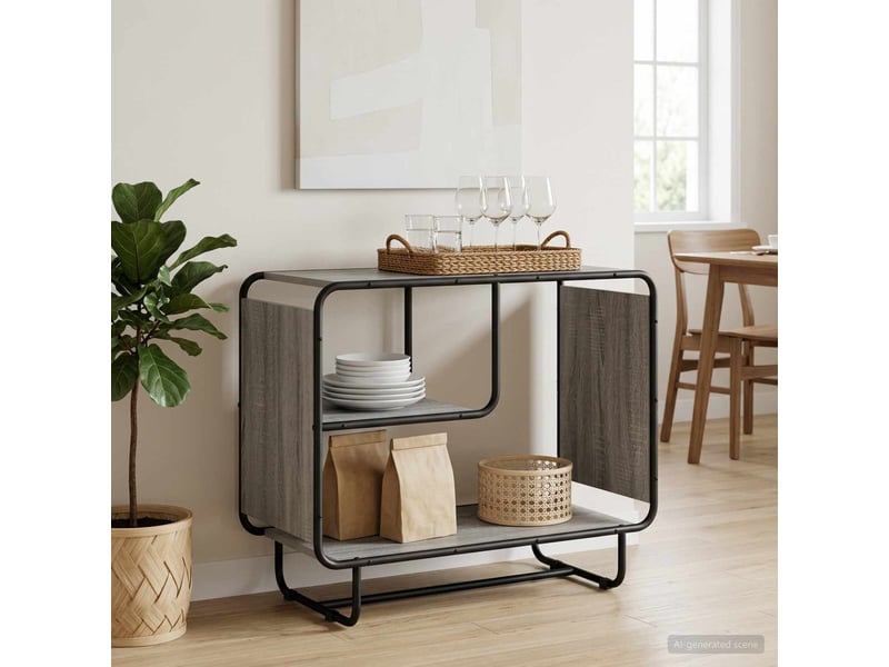 Buffet salon, buffet de rangement sonoma gris 80x37,5x64,5 cm bois d'ingénierie - Conforama B