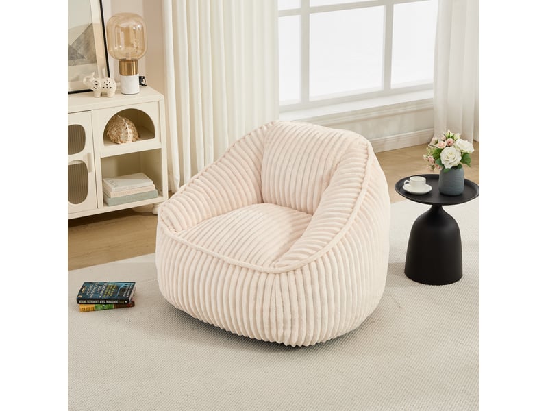  Fauteuil poire modenvie en chenille beige à mousse à mémoire de forme 98 x 92 x 73 cm  - Conforama D