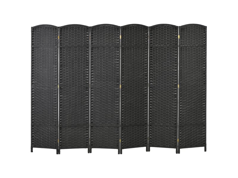  Paravent de séparation d'intérieur pliable à 6 panneaux tressés, 240x170 cm, noir  - Conforama B