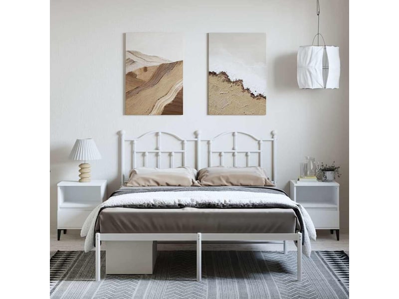 Lit double- lit adulte - cadre de lit métal sans matelas et tête de lit blanc 135x190 cm - Conforama C