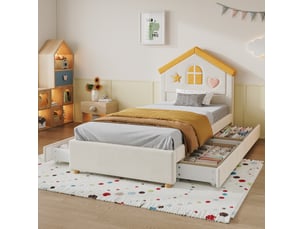 Lit cabane 90x200 cm <strong>HAUSS SPOLE</strong>  <strong></strong> coloris beige