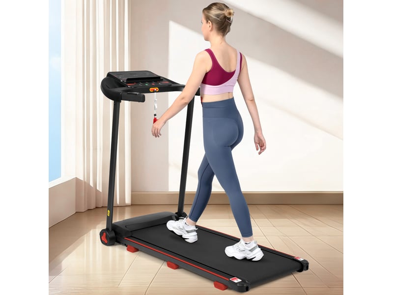  Tapis de course pliable 125x62x106 cm noir en métal, inclinaison 8%, vitesse 14 kmh, écran led bluetooth  - Conforama E