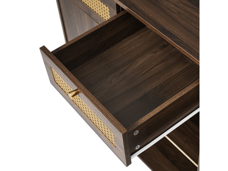  Buffet, 85x120x40cm, meuble de rangement avec 3 tiroirs et  2 portes, étagère ouverte  - Conforama E
