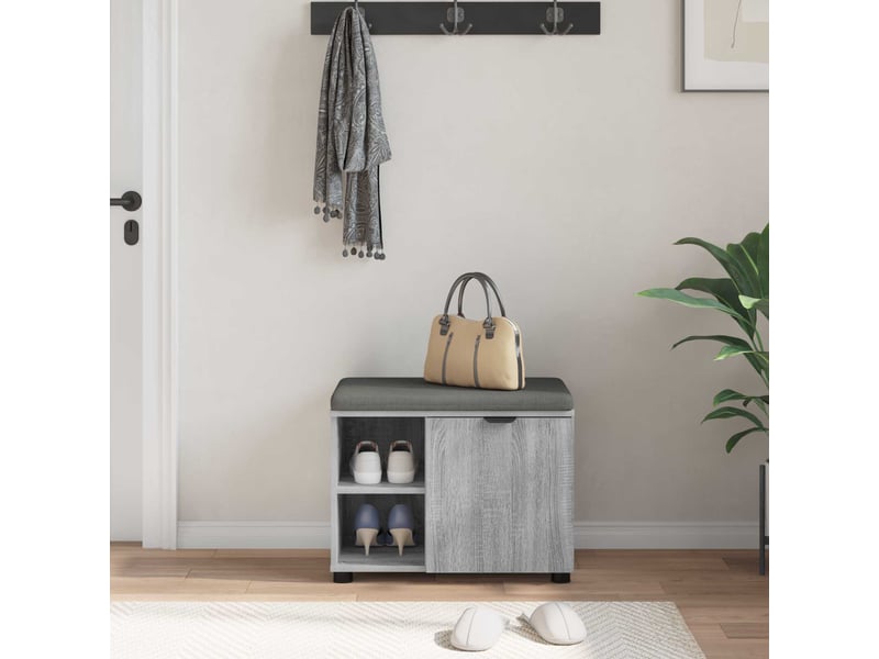  Banc d'entrée, banc interieur avec coussin gris sonoma 60x38x46 cm shl84979  - Conforama D