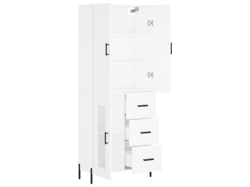  Buffet haut - bahut - meuble de rangement blanc 69,5x34x180 cm bois d'ingénierie  - Conforama D