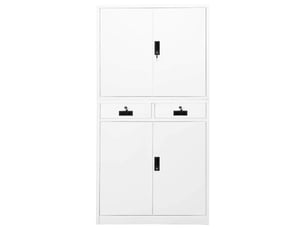 Armoire de bureau, rangement de bureau blanc 90x40x180 cm acier