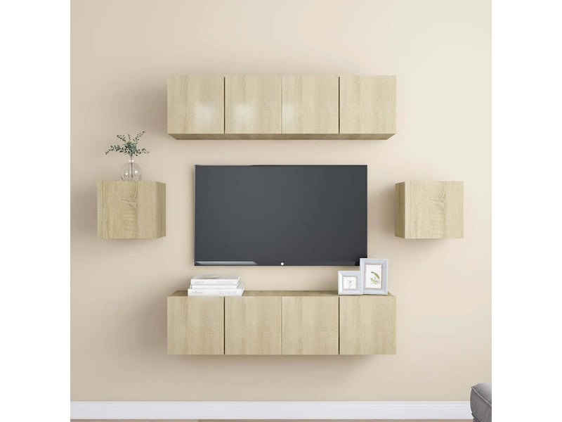  Ensemble de meubles tv 6 pcs chêne sonoma bois d'ingénierie shl82053  - Conforama B