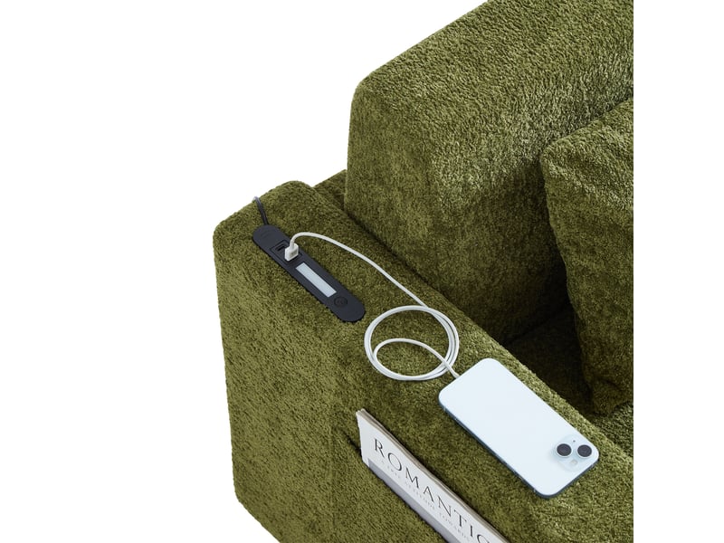 Lit canapé convertible 2 en 1 - 163x178 cm vert - sofa lit pliable avec port usb, porte-gobelets et poches latérales pour salon - Conforama D