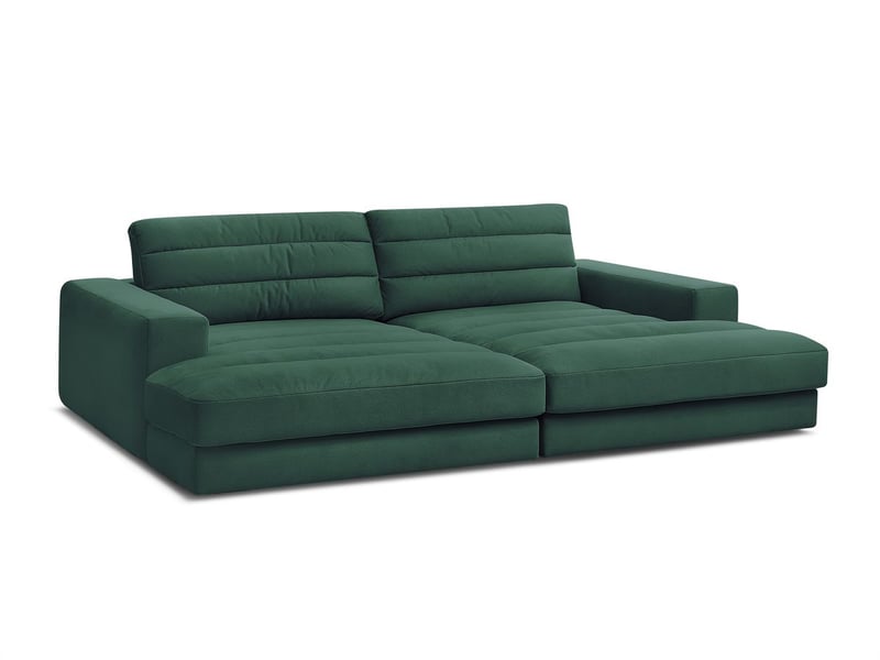 Bobochic canapé droit fixe 4 places sierra assise profonde velours vert foncé SIERRA - Conforama A