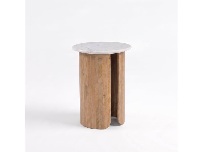  Table d'appoint en marbre et bois de manguier-léana Léana - Conforama A