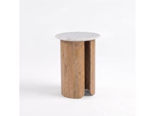 Table d'appoint en marbre et bois de manguier-léana