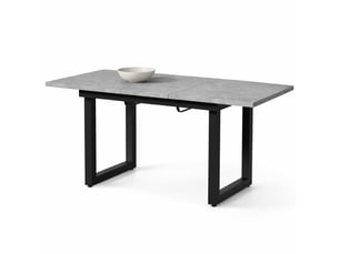 Table à manger rectangulaire extensible, 140-180x80x75 cm, pieds, pratique, plateau mdf, piètement métal, coloris gris