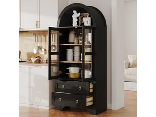 Buffet 2 porte(s)  2 tiroir(s) <strong>HAVRYA</strong> <strong></strong> - 76.2 cm coloris noir 