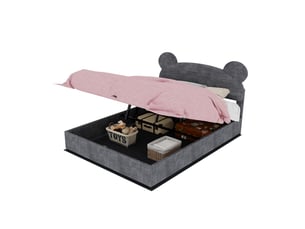 Lit coffre 140x200 cm OKWISH coloris gris