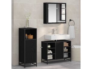 Ensemble de mobilier de salle de bain 3 pc chêne noir cf64349