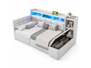 Lit banquette 90x190 cm BEAOK coloris blanc
