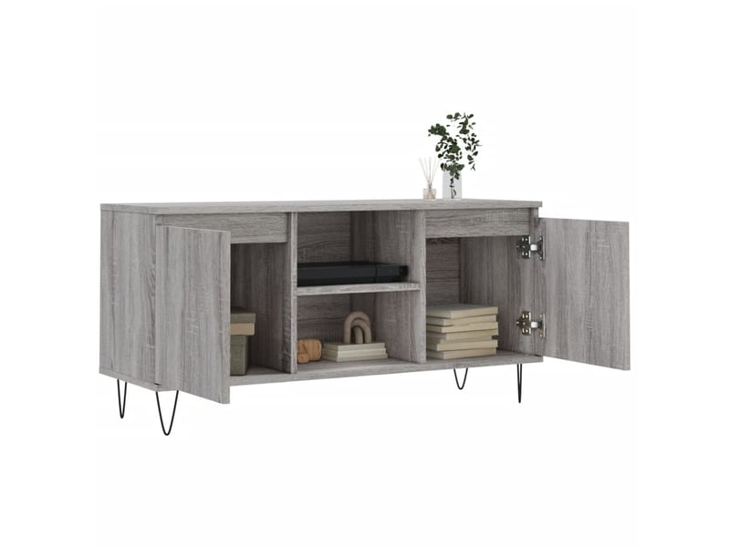  Meuble tv - banc tv - meuble de rangement sonoma gris 104x35x50 cm bois d'ingénierie  - Conforama D