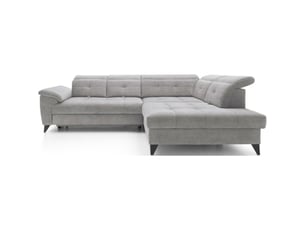 Canapé d'angle gris 5 places angle droit rangement literie inferno